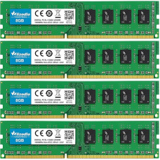 DDR3/DDR3L stacionarioji atmintis RAM 32GB rinkinys (4x8GB) 1600MHz CL11 U-DIMM Wlizedle PC kompiuterio atminties modulis PC3L-12800 240-Pin 1.35V/1.5V Non-ECC Unbuffered 2Rx8 Upgrade stacionarioji atmintis kompiuteriams, žalias