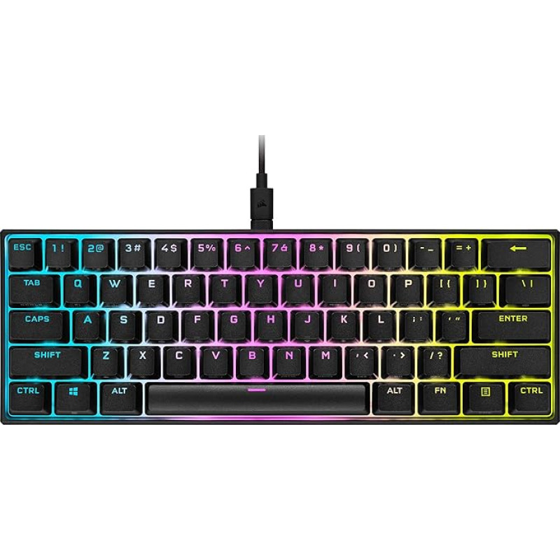 Corsair K65 RGB Mini 60% Mechanical Wired Gaming Keyboard - Cherry MX Red Linear Switch - PBT Double-Shot Keycaps - iCUE Compatible - QWERTY UK - PC, Mac, Xbox - Black