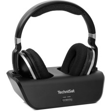 TechniSat STEREOMAN 2 V2 Wireless 2.4 GHz Wireless Headphones for Televisions and Music Systems with Docking Station, AUX-in, Audio Input Optical Black