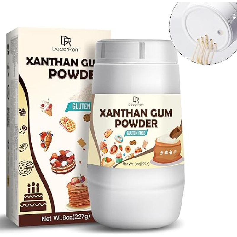 Ksantano dervos milteliai 227 g - glitimo neturinti veganinė ksantano dervos rišamoji medžiaga kepimui ir virimui - gryna ksantano dervos stabilizavimo medžiaga, nereglamentuota GMO, skirta pyragams, ledams, padažams, sriuboms