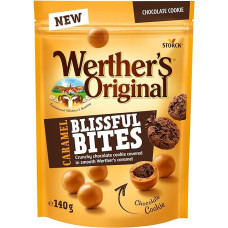 Werther's Original Blissful Caramel Bites Cookie - Crisp Chocolate Biscuit Wrapped in Gentle Creamy Werther's Caramel - 1 x 140 g