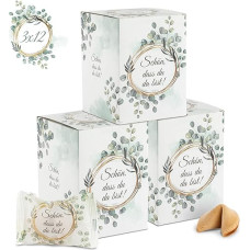 FOOD crew 36 x Glückskekse Schön dass du da bist - Glückskeks Individually Packed - Guest Gift Wedding Guests with Sayings German - Communion Party Bag - Joke Cookies Adults - Vegan Sweets