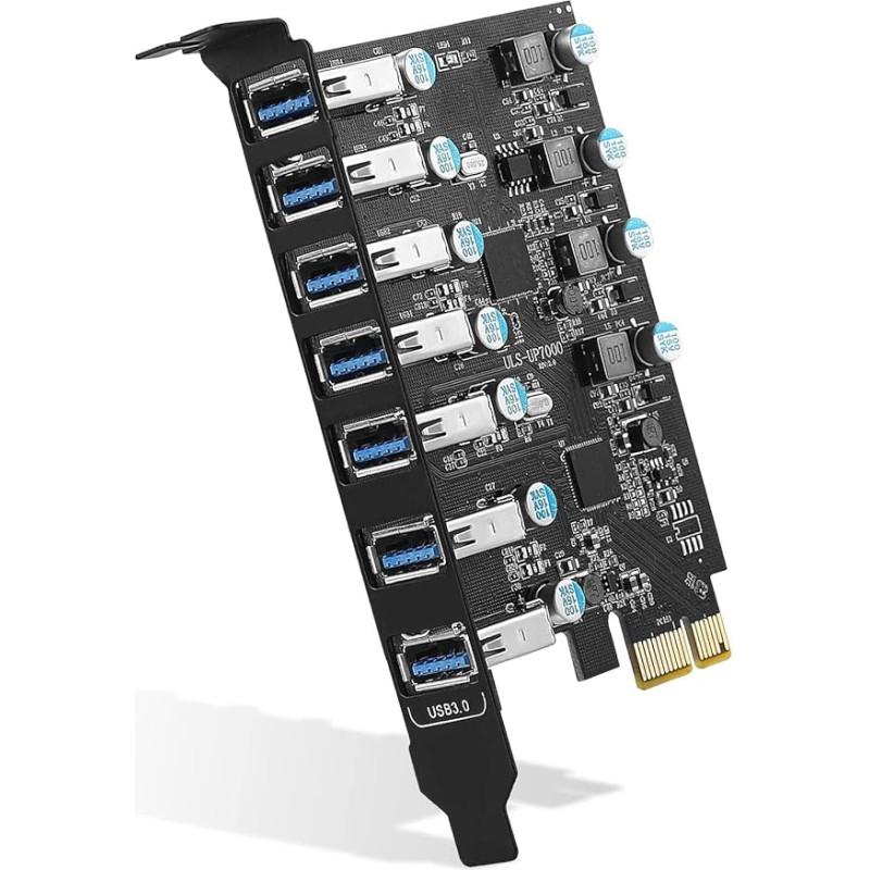 FARBOKO USB PCIe Card 7-Port, USB 3.0 5Gbps PCIe Expansion Card USB 3.2 (USB 3.1) Gen1 PCIe USB HUB for Windows 10/8/7/XP and MAC OS 10.8.2 Above