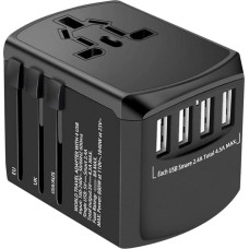 Evershop Travel Adapter Travel Plug Worldwide 224+ Countries Universal Travel Adapter with USB and AC Socket Adapter International Power Adapter for Germany USA UK Italy Europe Dubai China etc