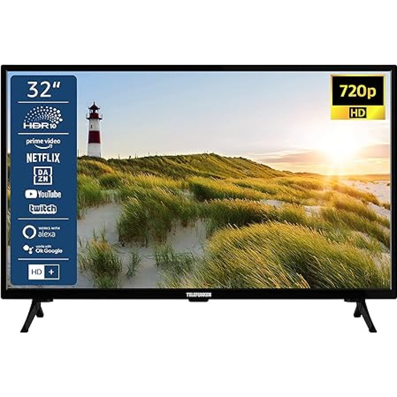 TELEFUNKEN XH32SN550S 32 Inch TV/Smart TV (HD Ready, HDR, Triple Tuner) - Includes 6 Months HD+ [2023], Black