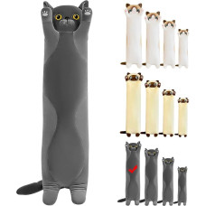 LEcylankEr Cat Cuddly Toy 110 cm Minkštas katės pliušinis žaislas pagalvėlė Katė pliušinis žaislas Pliušinis žaislas žaislas vaikams Draugė pagalvėlė žaislas Dovanos gimtadienio Kalėdų Valentino dienos proga (pilka, 110)