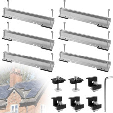 EXLECO 6 x 30 cm Solar Bracket Flat Roof Mounting Set Balcony Power Station Bracket Solar Module Flat Roof Mount Photovoltaic Mounting Rail Solar Panel Attachment with End Clamps Centre Clamps 35 mm