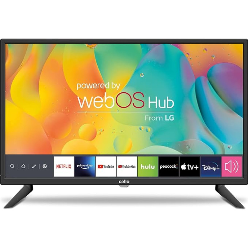 CELLO 24 Inch Smart TV LG WebOS HD Ready TV with Triple Tuner S2 T2 FreeSat Bluetooth Disney+ Netflix Apple TV+ Prime Video