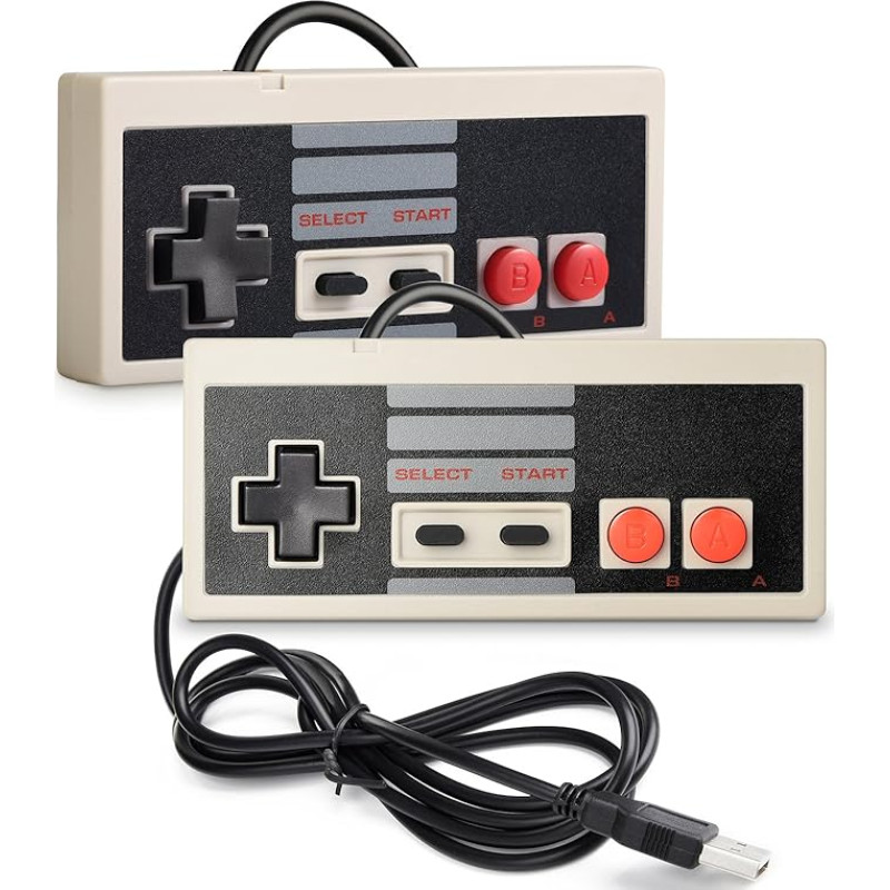 miadore 2 pakuotės NES valdiklio USB žaidimų kilimėlis PC/Mac, klasikinis USB NES valdiklis Joystick Joypad, skirtas Windows PC/MAC/Raspberry Pi3/RetroPie NES emuliatoriui