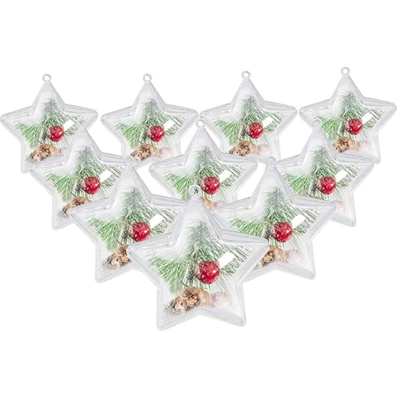 Aqxyqaz Kuaizi 1. 0 stücke DIY. Klare Weihnachtskugeln Sternform Felbare Kugeln 80mm Kunststoff Ornamente Bälle Weihnachten Baumdekor New Year Party Supplies Jingxin