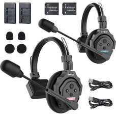 SYNCO Xtalk X2 2 Person Intercom Headset System, 2.4G Wireless, AEC Noise Reduction, Built-in Battery, 350m Transmission, 3.5mm Real-time Monitoring for Film Production, Live Transmission