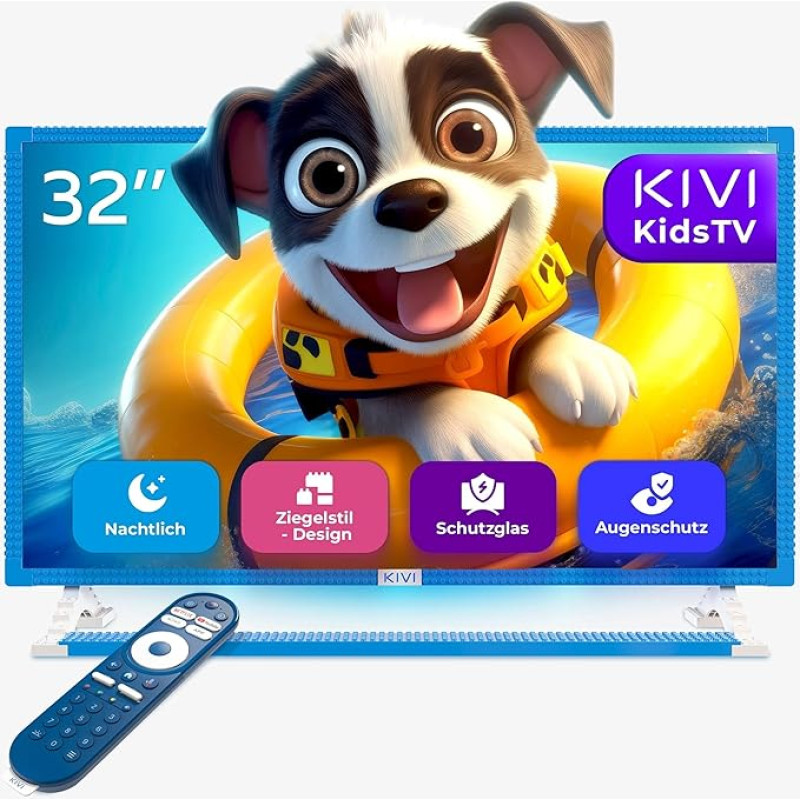 Kivi KidsTV 32 Inch Smart TV Android FHD; with Voice Assistant; UV2A Panel; Compatible with HBO, Disney+, Netflix, YouTube Kids