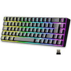 EMPIRE GAMING - 2024 Neu - K508 Kompakte Kabellose Gaming-Tastatur (Französisch) - Bluetooth/2.4G/Typ-C - PS4/PS5/PC/Mac - RGB apšvietimas - 23 Anti-Ghosting-Tasten - Schwarz