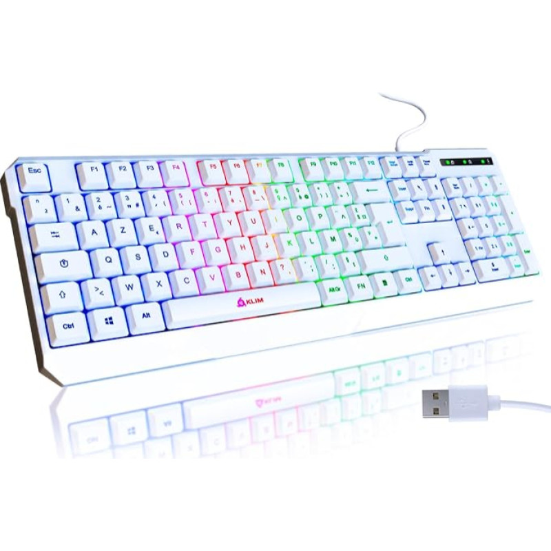 KLIM Chroma AZERTY prancūziško išdėstymo klaviatūra žaidėjams - laidinė klaviatūra su LED apšvietimu