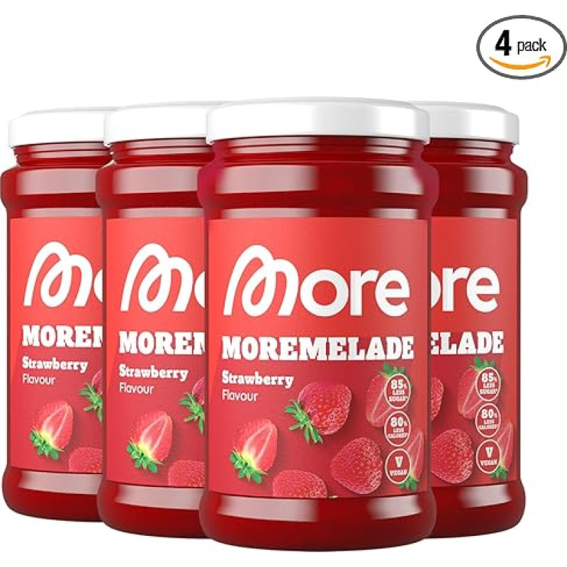 MORE NUTRITION Moremelade, 4 x 240 g, braškių, lengvas vaisių užtepas