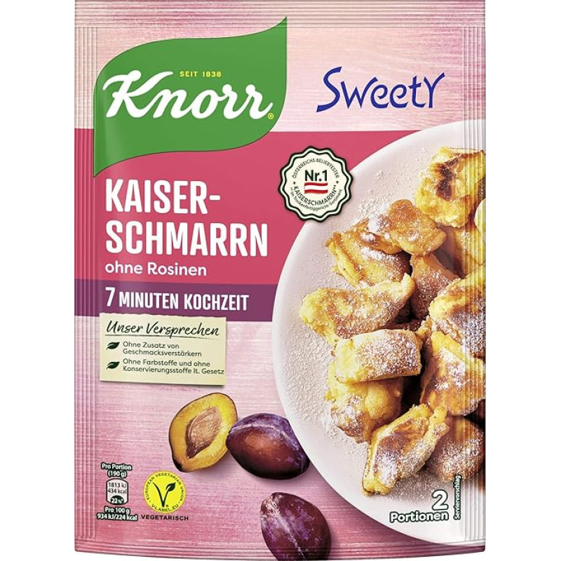 Knorr Sweety Kaiserschmarrn be razinų, 2 porcijos (1 x 185 g)