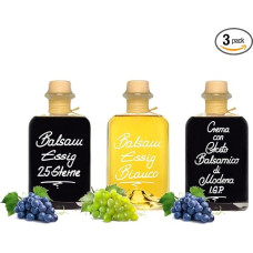 Balsamic Vinegar Carefree Package 3 x 0.5 L 25 Star Balsamic Vinegar / White Balm Vinegar / Crema di Balsamic di Modena IGP Set