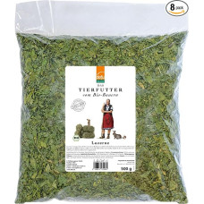 defu Smulkių gyvūnų ėdalas, 8 x 500 g, ekologiškas liucernų ėdalas, aromatingas pašaras graužikams, triušiams, jūrų kiaulytėms, degu, šinšiloms, pelėms ir kt.