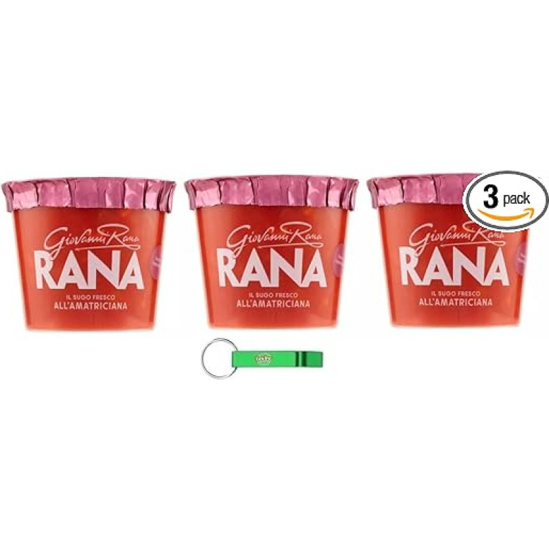 3 x Giovanni Rana Sugo Fresco Amatriciana Šviežias Amatriciana padažas, pastos, kepimo padažai 225 g + Beni Culinari nemokamas raktų pakabukas