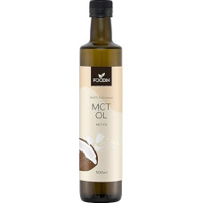 FOODIN MCT 100% kokosų aliejus Vidutinės grandinės trigliceridų (MCT) aliejus, pagamintas iš augintų kokosų, 100% be glitimo ir veganiškas, 500 ml, idealiai tinka ketogeninei dietai