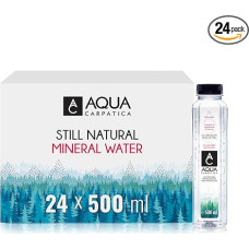 AQUA CARPATICA 500 ml x 24 negazuotas vanduo Premium Natural Mineral Water, su natūraliais elektrolitais, 100 % perdirbamas, be BPA, negazuotas, puikiai tinka kūdikių maistui ruošti