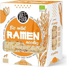 DIET-FOOD Ekologiški Ramen soros makaronai Be glitimo Vegetariškas ir veganiškas maistas Be riebalų Be sojos Be glitimo Vandenyje tirpūs dietiniai makaronai Mažai kalorijų 280 g