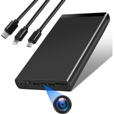 Tebetu Small Camera without WiFi, Portable Power Bank Surveillance Camera HD 1080p, Mini Camera with Battery Outdoor 10000 mAh with Night Vision for Indoor and Outdoor Use, Home, Office, Outdoors,