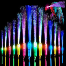 Pack of 12 Fibreglass Glow Sticks, Party Accessories, Colourful LED Glow in The Darkness Stick Party Accessories, Fibreglass Glow Stick for Children, Christmas, Party, Concert, Wedding