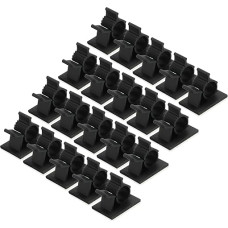 QUARKZMAN Pack of 75 Cable Clips, 10-13 mm Diameter Self-Adhesive Nylon Cable Holder, Adjustable Cable Management Organiser Clamp for PC, Desk, Office, Black