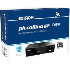 EDISION Piccollino S2 Full HD palydovinis imtuvas FTA (DVB-S2 | ARD ir ZDF SD išjungimo funkcija) Unicable Tinkamas USB, HDMI, SCART, LAN, 2-in-1 nuotolinio valdymo pultas, iš anksto įdiegtas vokiškų programų sąrašas