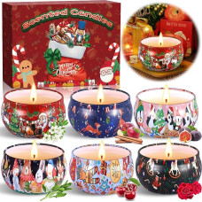 POWLYB Scented Candle Gift Set, Pack of 6 Scented Candles Set, Scented Candles Gift Set for Women, Christmas Candle, Natural Soy Wax, Women's Decorative Scented Candle, Christmas, Valentine's Day,