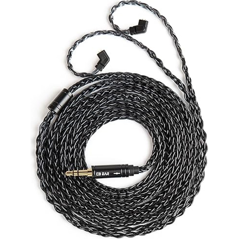 Kbear ST12 Plus 8 Core 4N OFC 2 Pin IEM Cable 2 Pin IEM Cable In-Ear Monitor Replacement Headphone Cable for KZ ZS10 PRO/ZSN PRO X/CCA CRA Earphones (Dark, QDC 3.5mm)