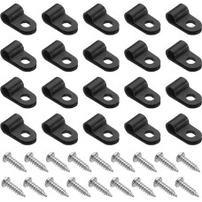 50 Stück Kabelklemmen 3/16 Zoll R-Typ Nylon Kabelclip Drahtklemme Seil Licht Befestigung Schnur Befestigungsclips mit Schrauben für Drahtmanagement, Schwarz