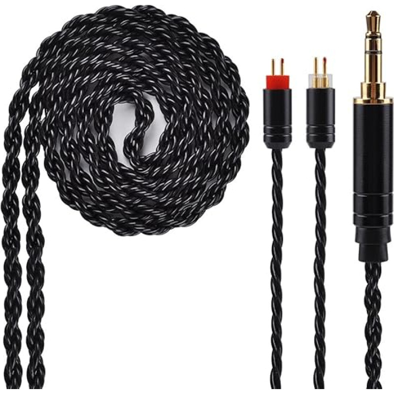 6 Core Silver Plated Headphone Cable Black Upgrade 2 Pin Detachable Headphone Cable Replacement Cord for KZ ZS10 ZS6 ZS5 ZSR ZST TRN V10 V20 TFZ (3.5mm Audio Jack 2 Pin)