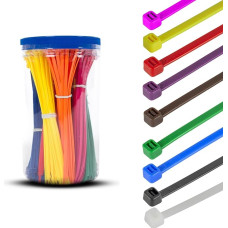 Pack of 450 Colourful Cable Ties, UV Resistant, Nylon, Various Sizes, Super Durable, Self-Locking Cable Ties (9 x 50 Pieces, 4.8 mm x 200 mm)