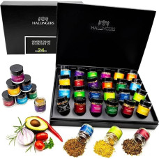Hallingers Deluxe Selection 24 - Spice Gift Set Handmade, 24 Spices from Around the World (Set) - Valentine's Day as a Gift for Him & Gift for Her | New Home Congratulations Friendship Recovery