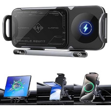 2024 High Intelligent Mobile Phone/Pad Holder, Wireless Car Charger Mobile Phone Holder, 2-in-1 Automatic Rotating Tablet Holder Car, 15 W Magnetic Car Charger for Foldable Mobile Phones (Silver)