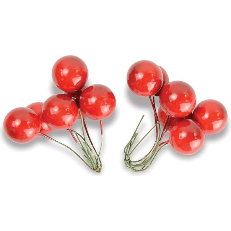 Riffelmacher 16020 Berries on Wire Pack of 12 Red Approx. 2 cm Decorative Plug Arrangement Decoration Christmas Advent