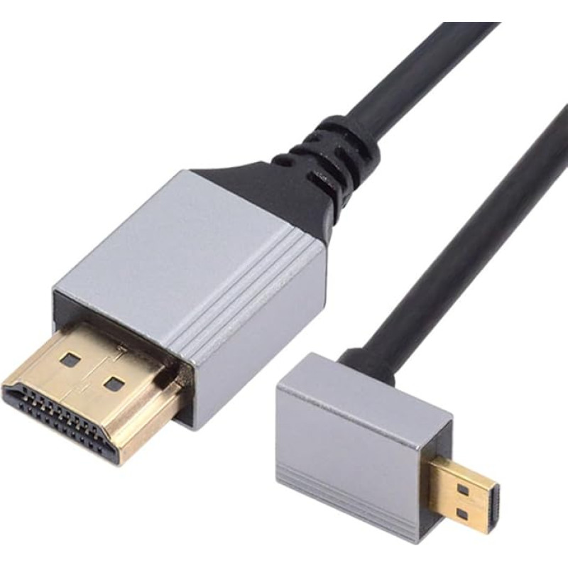 NFHK 90 laipsnių kampu žemyn Micro HDMI 2.1 itin plonas HDTV kabelis 8K 4K Hyper Super lankstus plonas laidas nuo A tipo iki D tipo fotoaparatui HDTV 50 cm