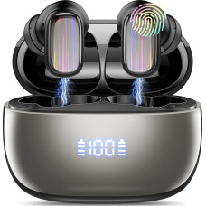 Conyat Bluetooth Kopfhörer, Kopfhörer Kabellos Bluetooth 5.4 In Ear Kopfhörer mit 4 ENC Lärmreduzierung Mic, 40H Kabellose Kopfhörer Tiefer Bass, IP7 Wasserdicht Ohrhörer, LED Anzeige, Schwarz