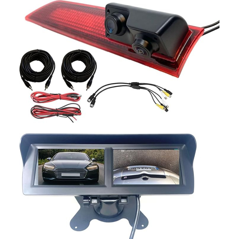 Dolphin Automotive Dual Van Rear View Camera Fits Ford Transit Custom 2012-May 2016 with Dual Rear Doors (Dual Camera with 4.3