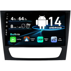 SXAUTO Android 14 IPS Car Stereo For Benz E-Class W211 / C219 CLS-Class (2003-2009) - 4G+64G - Wireless CarPlay/Android Auto - Camera + MIC - 9 Inch 2 Din - DAB Steering Wheel 360-Cam Dual Band WIFI