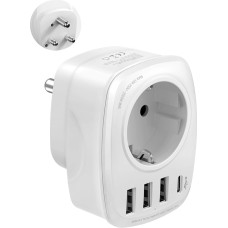 1 PC Germany to South Africa Adapter, Travel Adapter Type M with 3 USB and 1 USB C, Socket Adapter for South Africa Namibia, Lesotho, Mozambique