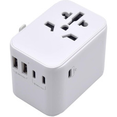 Ewent Travel Adapter Worldwide, Universal Travel Adapter, Universal Socket Adapter with 2 USB and 3 Type-C Ports, Travel Plug for Germany, England, USA, Australia and Over 224 Countries, Child