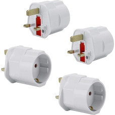 Intirilife 4 x socket adaptor, power adapter, travel plug, White, Socket adaptor