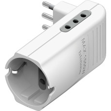 BTicino – S3615DE Platzsparender Steckdosen-Eck-Adapter, 2 Steckdosen-Steckplätze 10 A und 1 x deutsche Steckdose, Typ P30 Stecker, 10 A, weiß, S3615DE