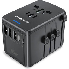 Travel Adapter, Amoner 30W Universal Travel Adapter with 8 USB Charging Ports. Suitable for More Than 180 Countries