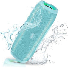 Ykall Bluetooth Speaker 20 W, LED Music Box, Bluetooth Box, Waterproof IPX6.360° HD Stereo Speaker Sound, 36 Hours Playtime, Supports FM Radio, AUX, TF (Blue)