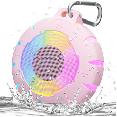 HEYSONG Waterproof Bluetooth Speaker, IPX7 Small Shower Speaker with HD Sound, LED Light, Floating Lightweight Portable Speaker for Travel, Pool, Kayak, Gifts for Women