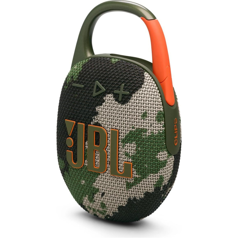 JBL Clip 5 in Camouflage - Portable Bluetooth Speaker Box with JBL Pro Sound, Deep Bass and Playtime Boost Function - Waterproof and Dustproof - 12 Hours Runtime